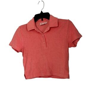 Hammies Terry Cloth Polo Shirt in Watermelon Cropped Retro Short Sleeve - Small